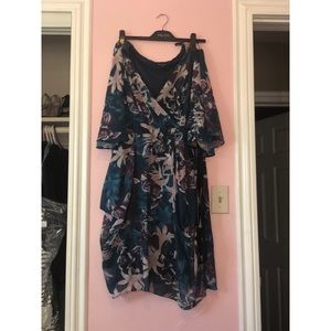 Blue-ish Green Flowered Dress